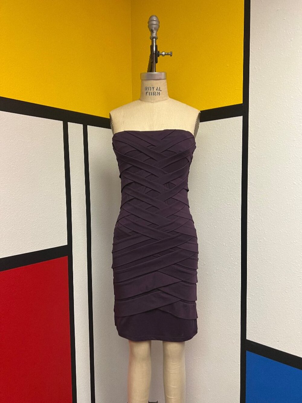 Pre-Loved Nikibiki Strapless Bandage Deep Purple Dress Medium